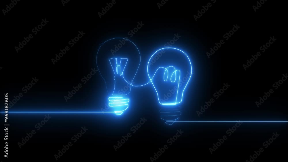 Neon electric bulb icon animation. Light lamp sign icon on black background. Light lamp icon with shadow on gray background Neon electric bulb icon animation. Light lamp sign icon on black background. Light lamp icon with shadow on gray background