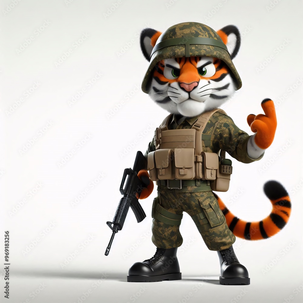 Animals in military clothes on a white background Animals in military clothes on a white background