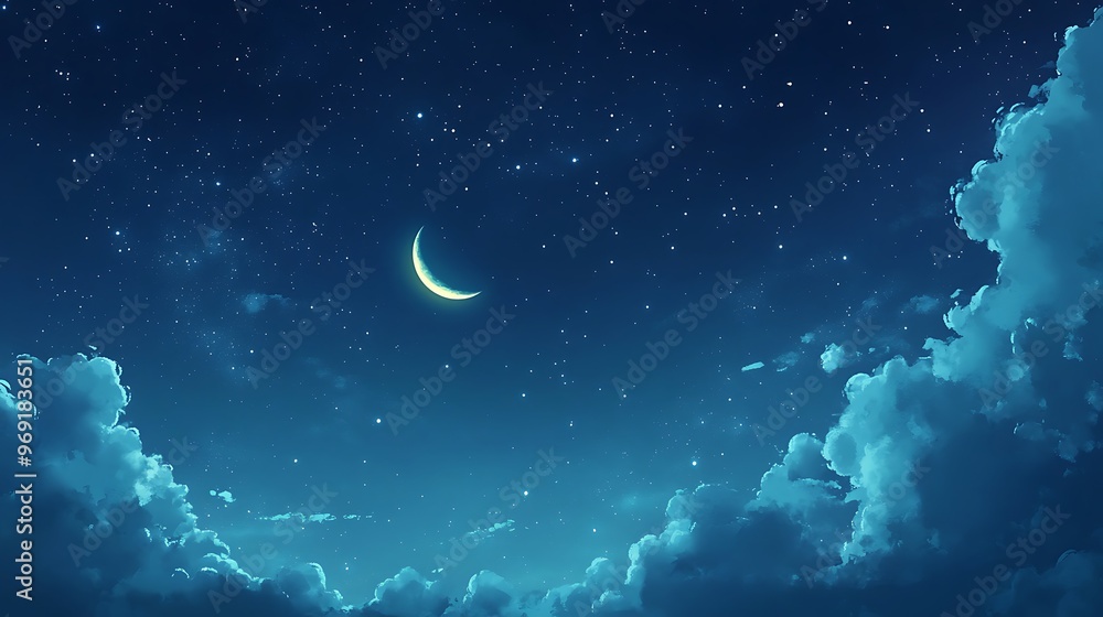 Enchanting Night Sky with Moon and Stars for Halloween Inspiration Enchanting Night Sky with Moon and Stars for Halloween Inspiration