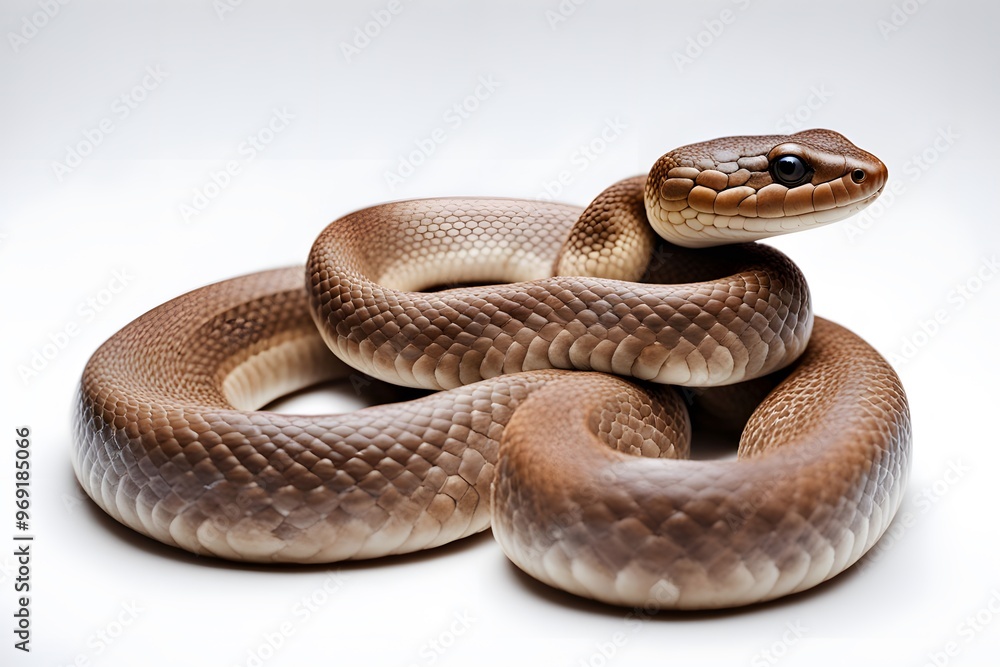 Brown snake on white background, AI Generated Brown snake on white background, AI Generated