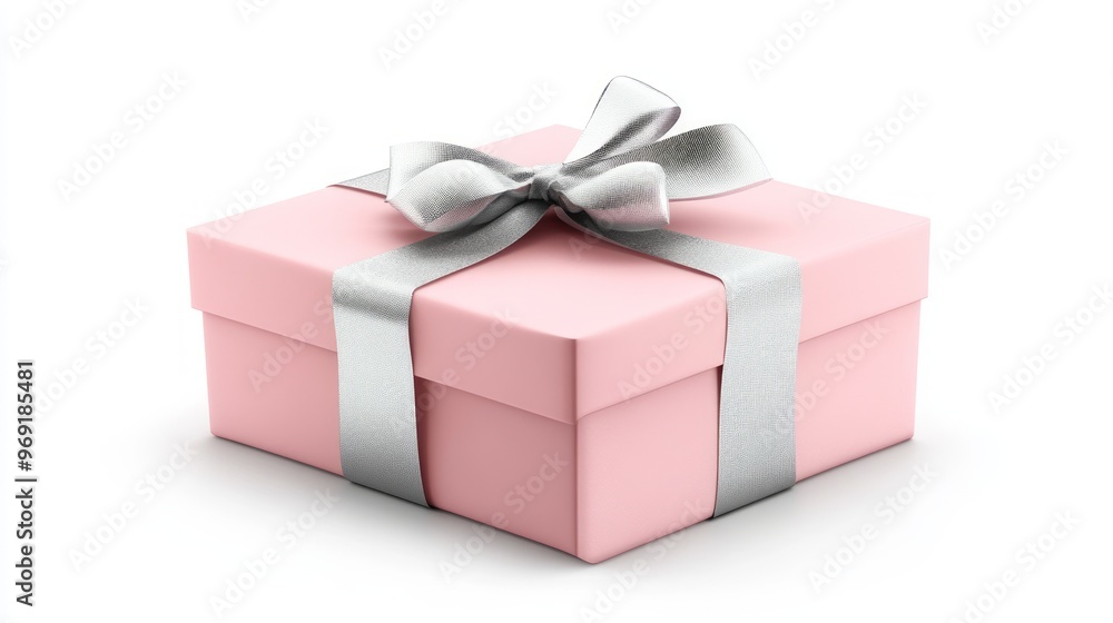 Obraz premium Pink wrapped present with bow isolated background