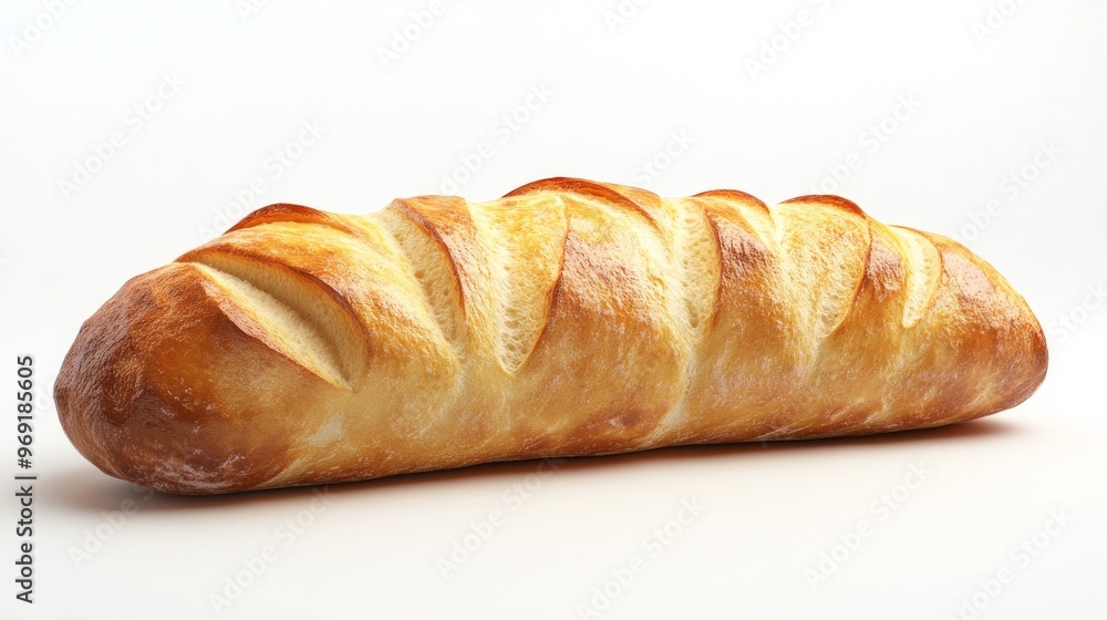 Crisp loaf of bread with golden crust isolated background Crisp loaf of bread with golden crust isolated background