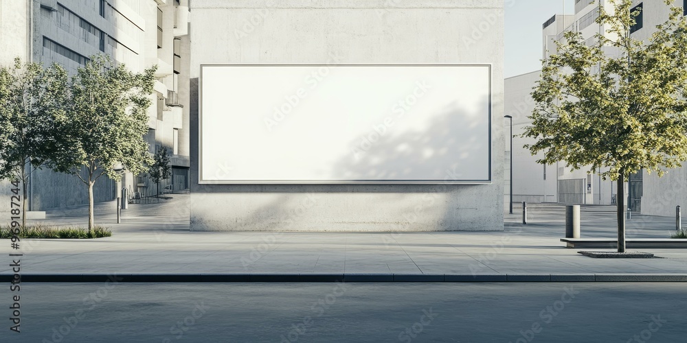 Blank billboard on a concrete wall in a city. Blank billboard on a concrete wall in a city.