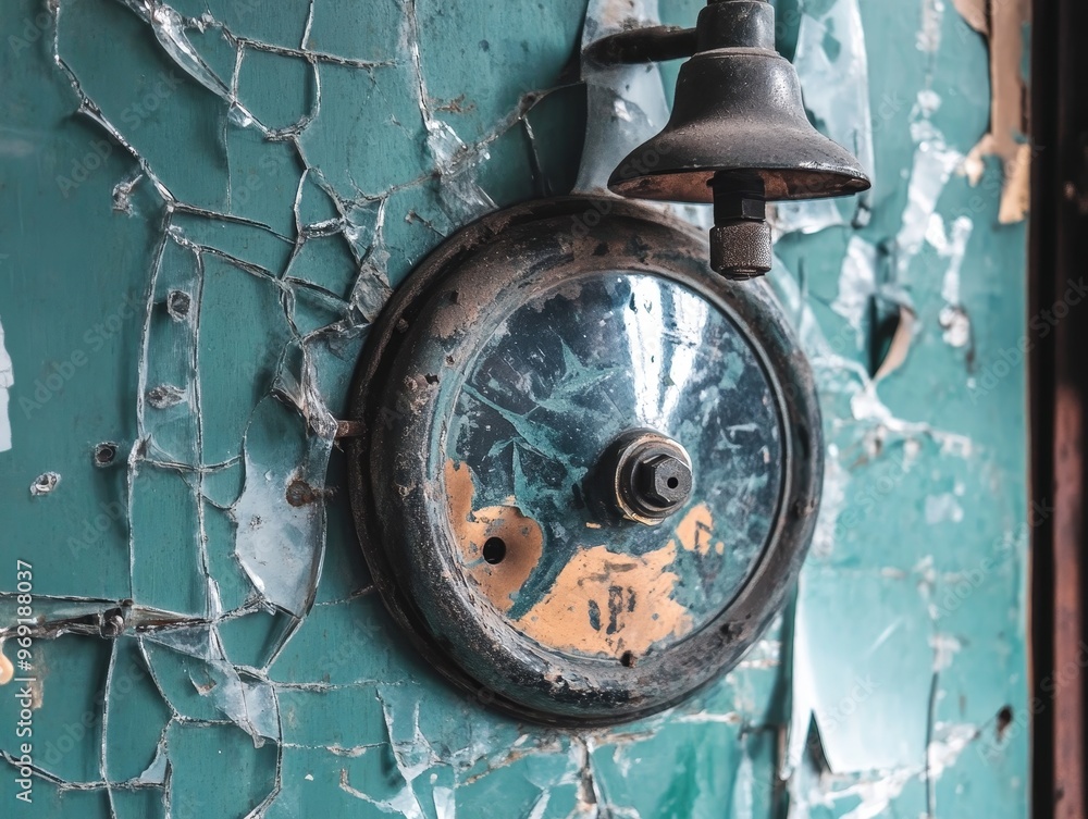 Damaged Alarm Gong in Abandoned Industrial Site - Workplace Safety Accident Concept Damaged Alarm Gong in Abandoned Industrial Site - Workplace Safety Accident Concept