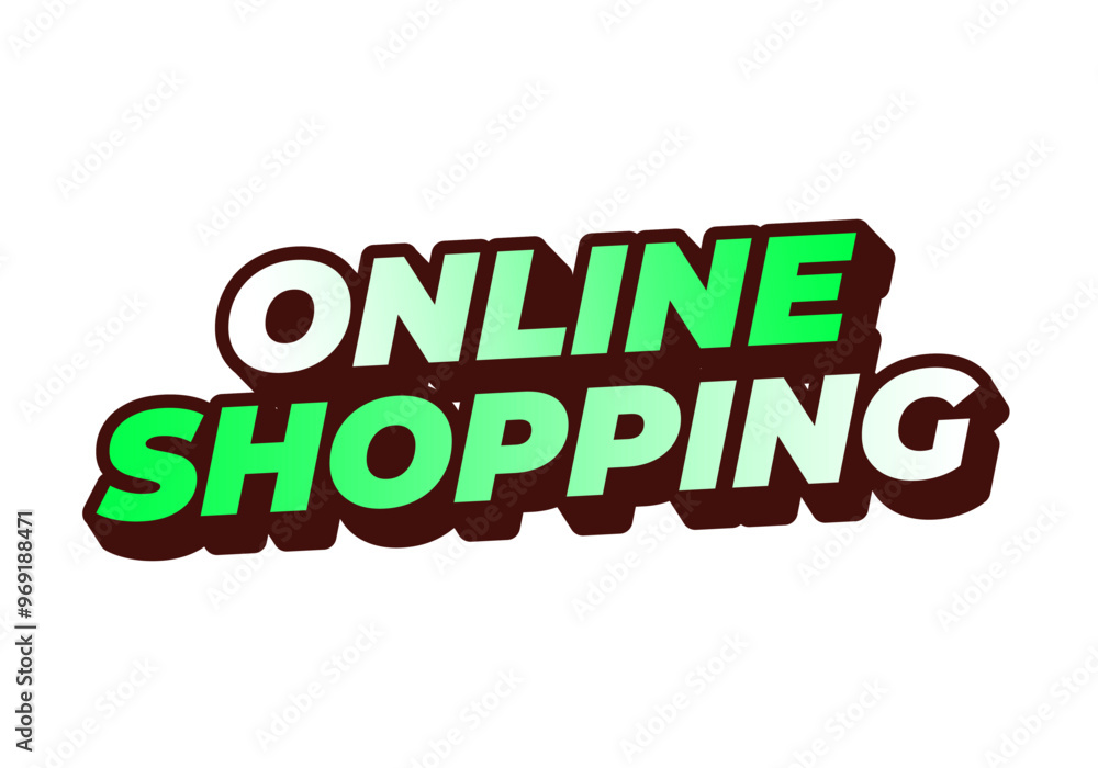 Online shopping. Text effect in 3D style with modern colors Online shopping. Text effect in 3D style with modern colors