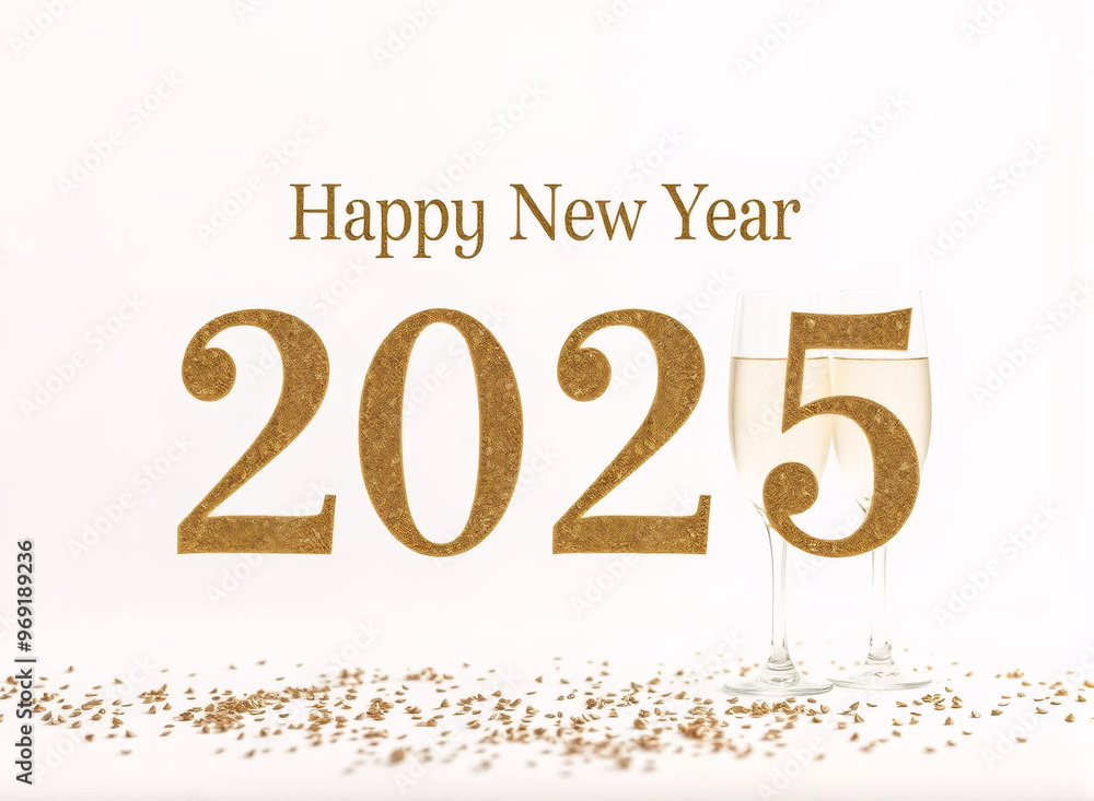 Happy new year 2025 celebrate champagne glass party card Happy new year 2025 celebrate champagne glass party card