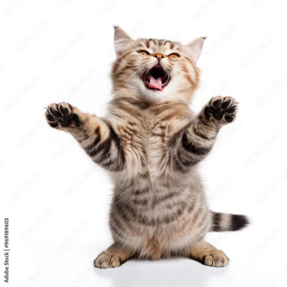 Happy smiling dancing cat mammal animal kitten. Happy smiling dancing cat mammal animal kitten.