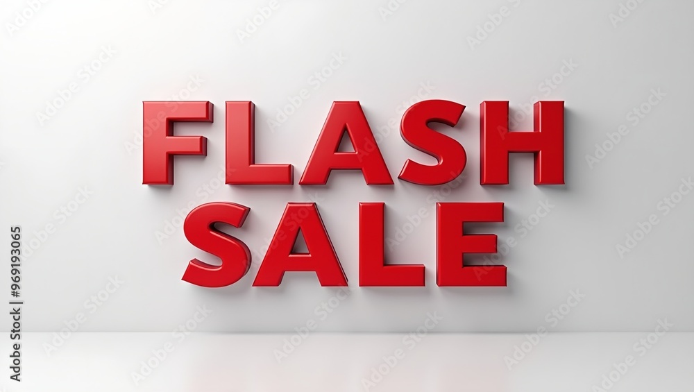 3D metallic FLASH SALE letters on gray backdrop 3D metallic FLASH SALE letters on gray backdrop