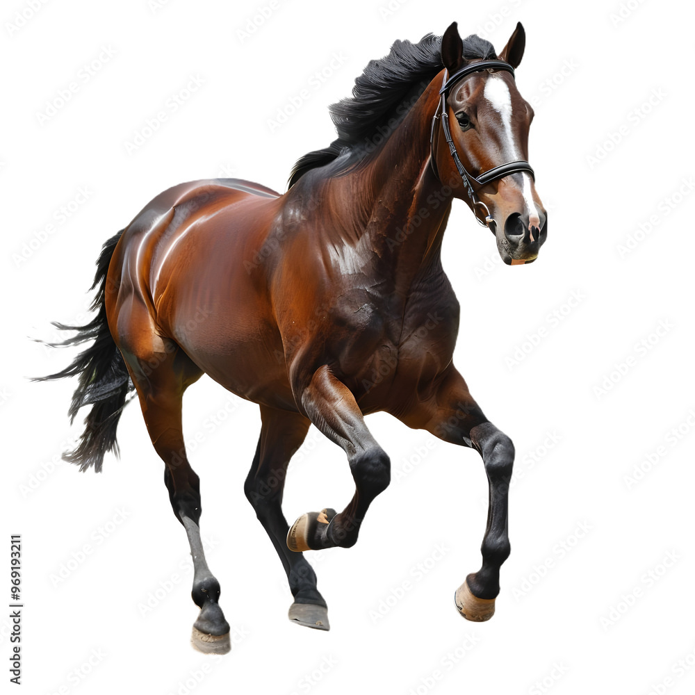 Obraz premium a running horse cut out transparent isolated on white background, PNG image