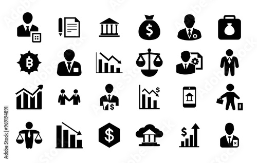 finance money banking financial services glyph icon set