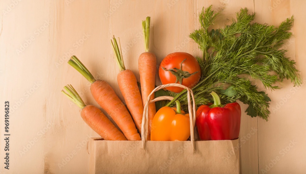Paper Bag with Eco-Friendly Groceries with Recycle Symbol Suitable for Web, Apps, Presentation, or Printable Meaning Paper Bag with Eco-Friendly Groceries with Recycle Symbol Suitable for Web, Apps, Presentation, or Printable Meaning