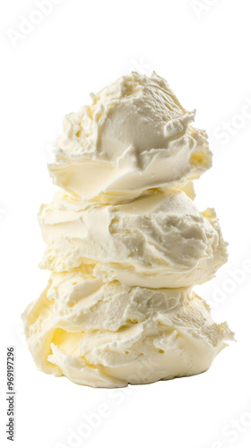 Fresh mascarpone cheese isolated on transparent background