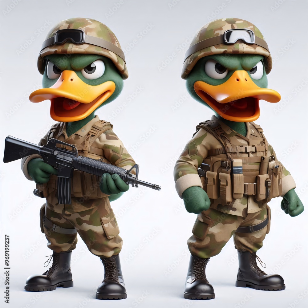Animals in military clothes on a white background
Animals in military clothes on a white background