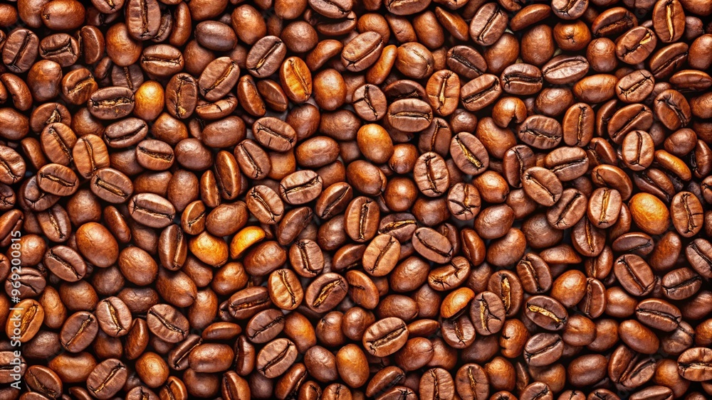 Fototapeta premium Close-up of roasted coffee beans in rich brown color for beverage preparation