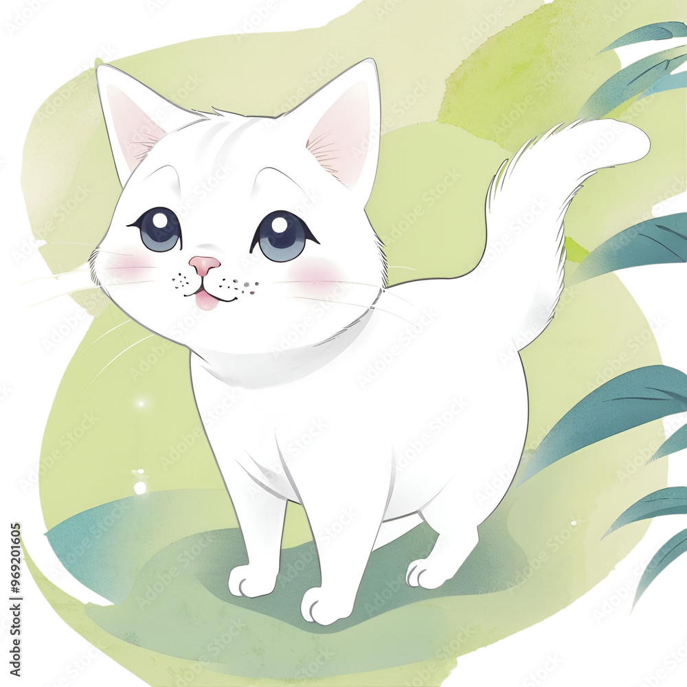 Fototapeta premium Cute white cat