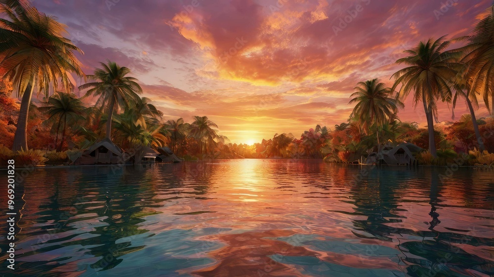radiant sunset: a symphony of colors in nature's tranquility radiant sunset: a symphony of colors in nature's tranquility