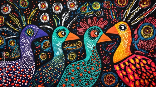 Vibrant Gond tribal art patterns from India