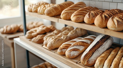 Warm and Inviting Bakery Atmosphere - 3D Bakery Display Case with Freshly Baked Bread and Pastries, Copy Space for Text