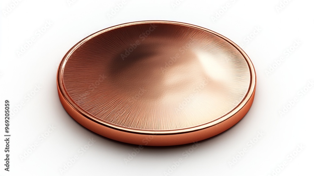 Modern Minimalist Copper Metallic Decorative Dish on White Background Modern Minimalist Copper Metallic Decorative Dish on White Background