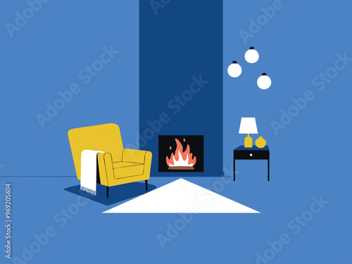 cozy sofa in the room, vector illustration