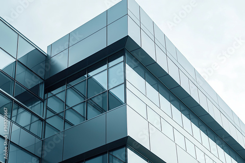 Modern office building with sleek glass and metal design, showcasing contemporary architecture