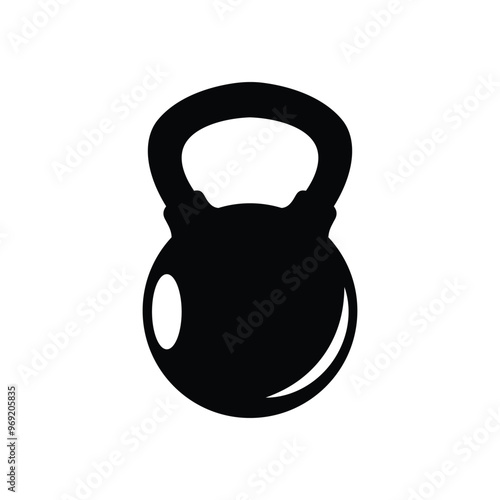 Kettlebell black and white flat vector icon design. Kettlebell symbol and clip art design