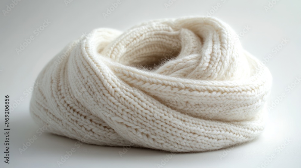 White Knit Scarf Close-Up White Knit Scarf Close-Up