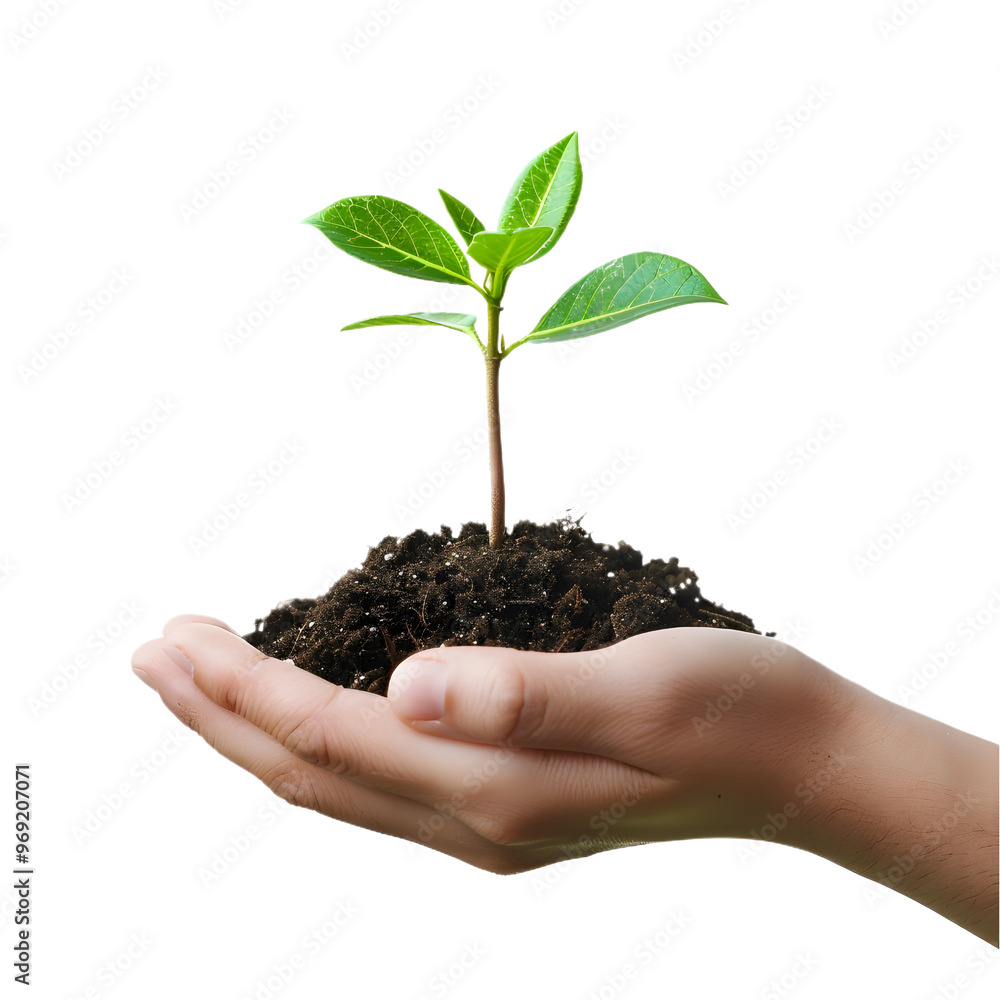 Hand holding young plant cut out transparent isolated on white background PNG image Hand holding young plant cut out transparent isolated on white background PNG image