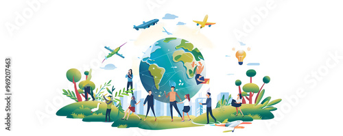 Sustainable World Concept on Transparent Background