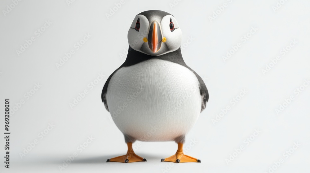 Obraz premium Puffin Portrait: A Striking Bird with a Colorful Beak