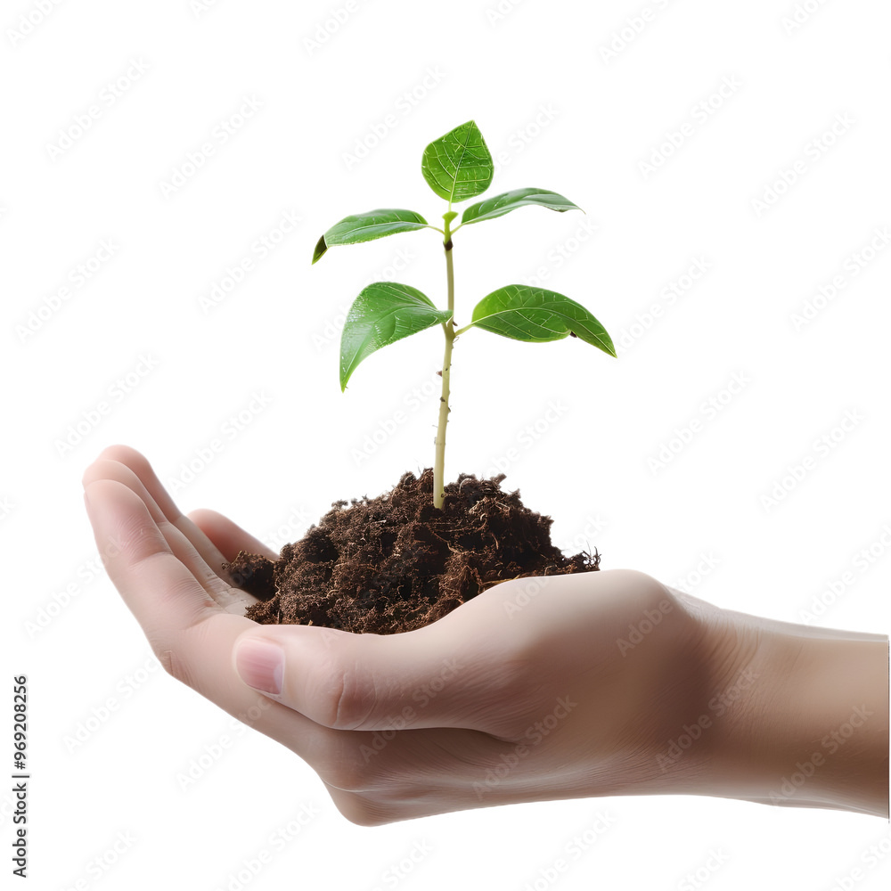 Hand holding young plant cut out transparent isolated on white background PNG image Hand holding young plant cut out transparent isolated on white background PNG image