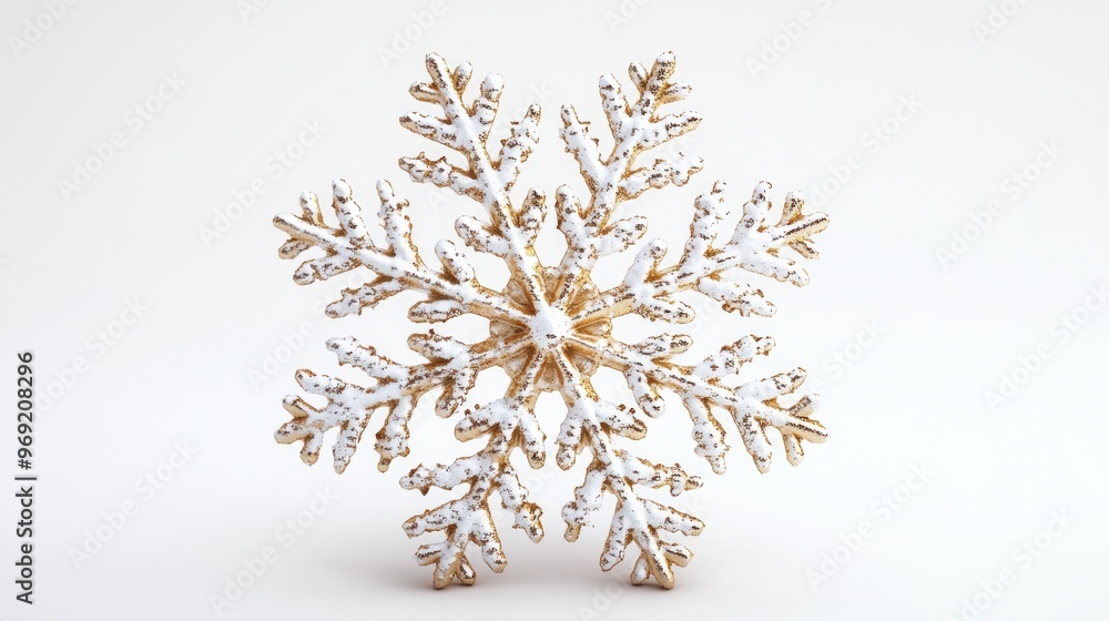 Golden Snowflake Decoration on White Background Golden Snowflake Decoration on White Background