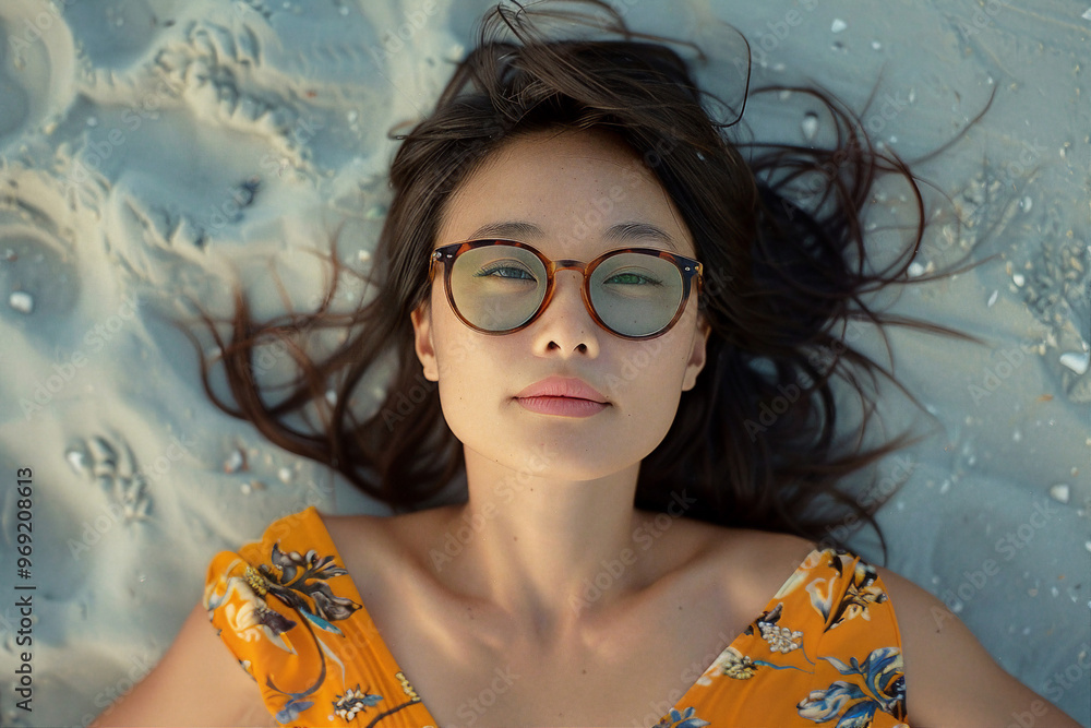 Photorealistic beautiful young woman on the sea generative AI Photorealistic beautiful young woman on the sea generative AI