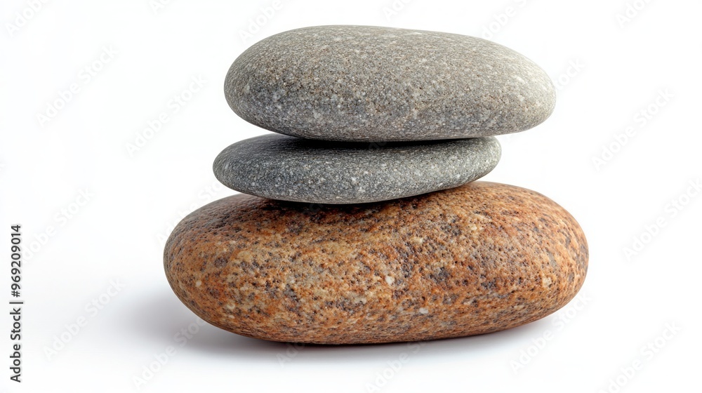 Stack of Smooth Stones on White Background Stack of Smooth Stones on White Background