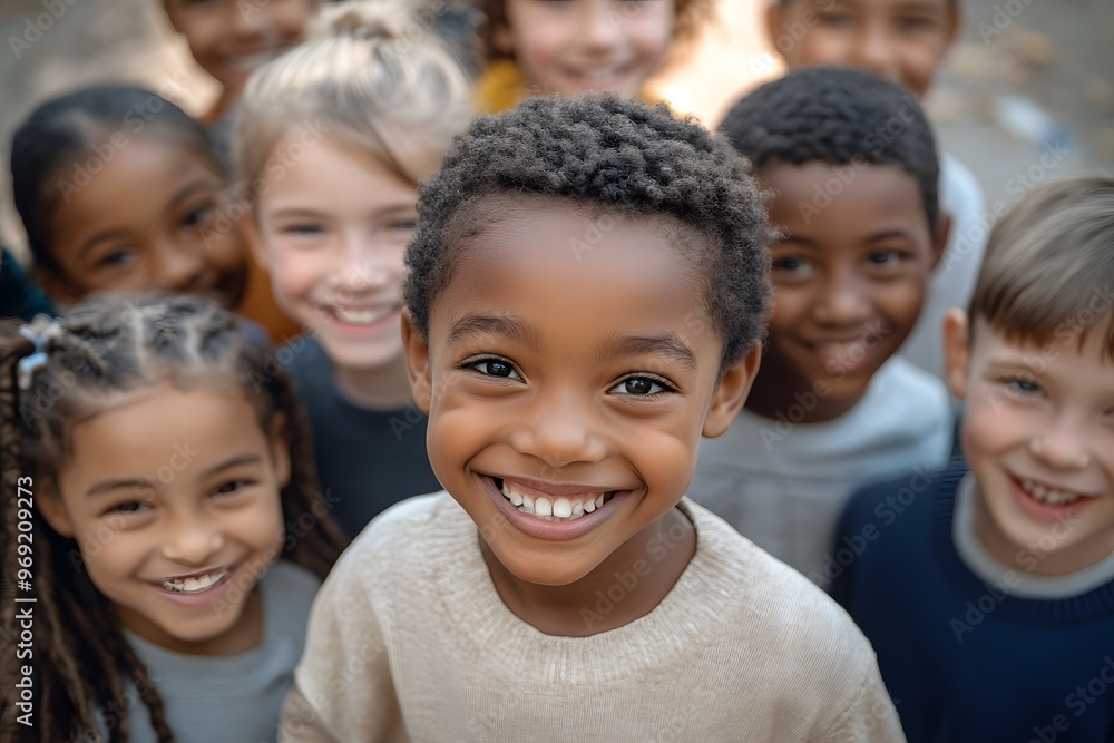 Group of cheerful children smiling together. Group of cheerful children smiling together.