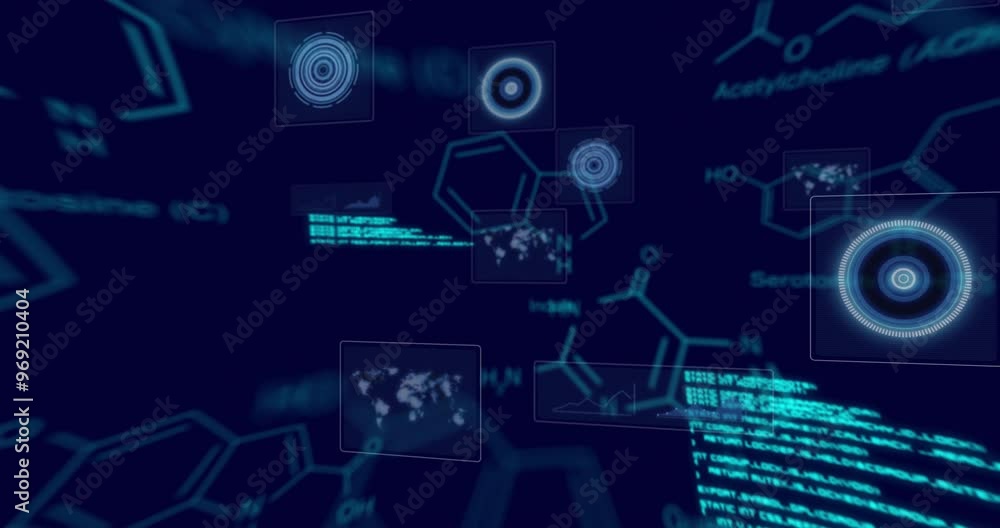 Animation of chemical formula and data processing over scope scanning Animation of chemical formula and data processing over scope scanning