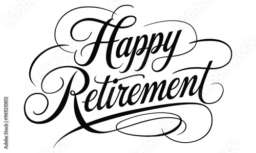 Happy Retirement Typography Vector Design - Minimalistic Lettering Artwork