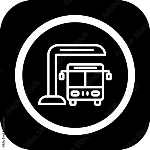 Bus Station Vector Icon Design