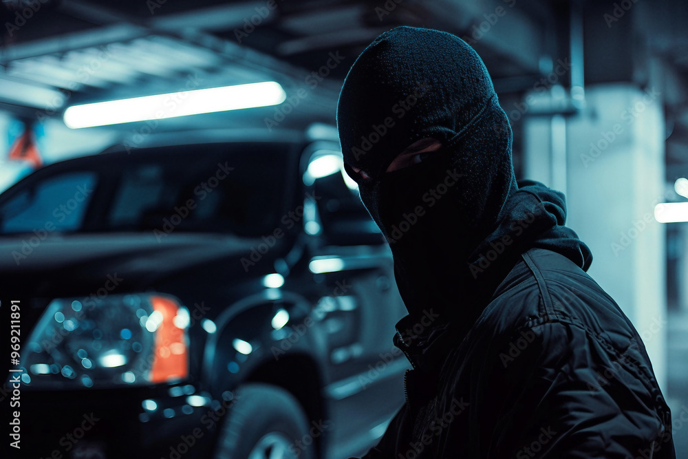 Thief in black clothes criminal action shop lifting street violence citizen robbery, Generative AI Thief in black clothes criminal action shop lifting street violence citizen robbery, Generative AI