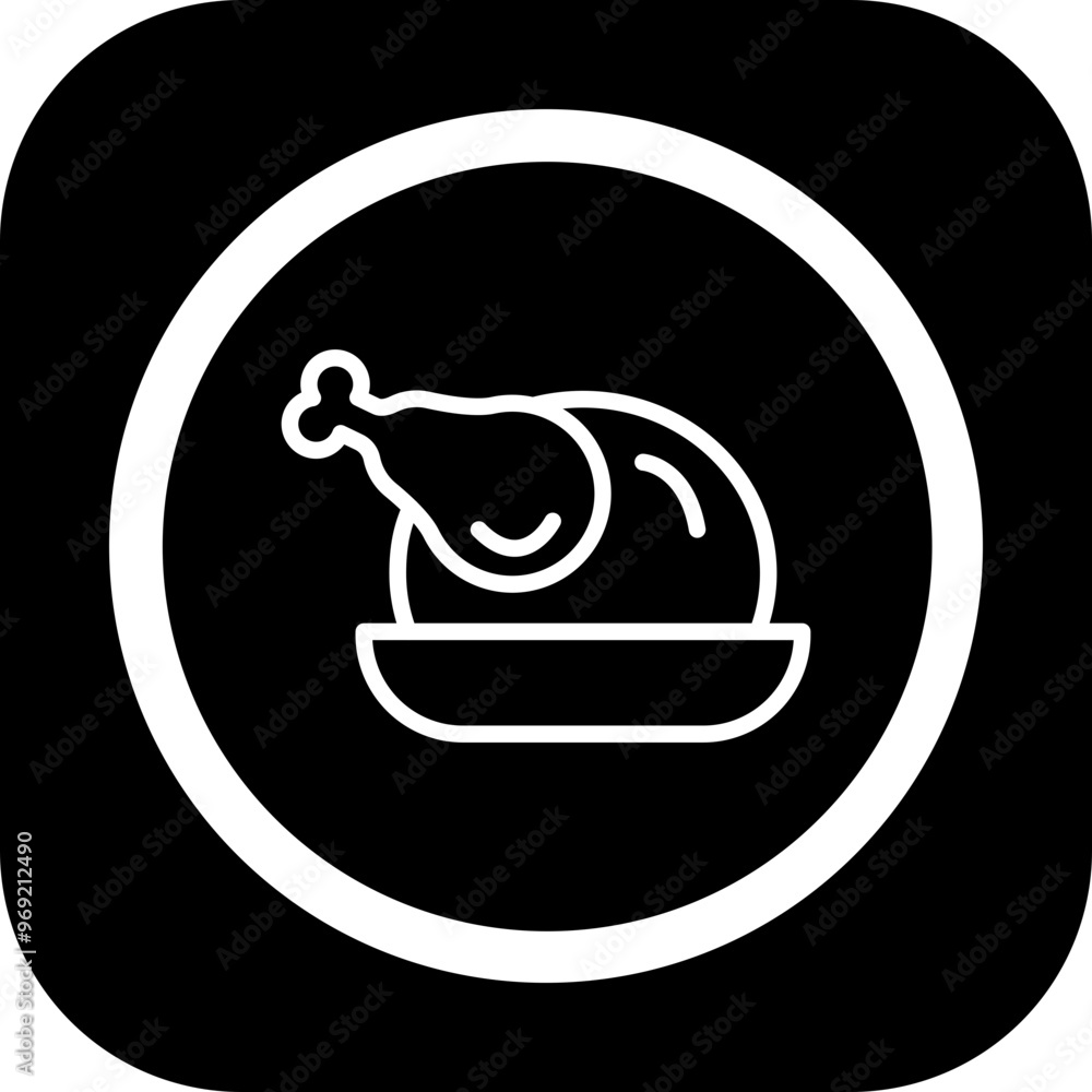 Fototapeta premium Roast Chicken Vector Icon Design