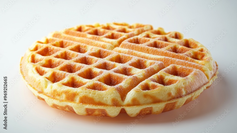 Golden Brown Belgian Waffle on White Background, Close-up Food Photography Golden Brown Belgian Waffle on White Background, Close-up Food Photography