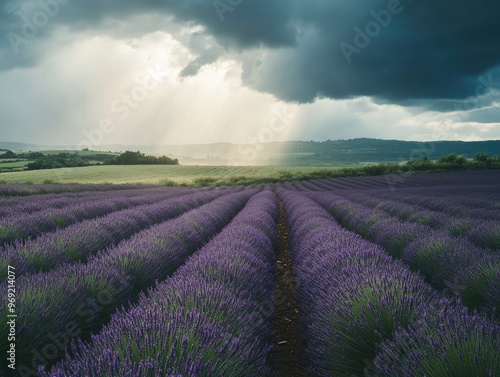 A Colorful Lavender Field During the Morning photo