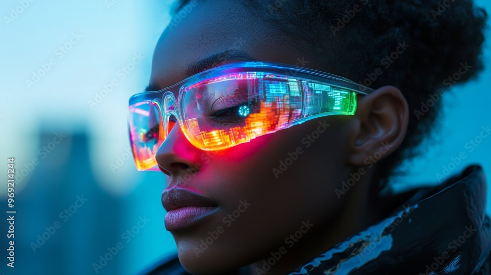 Futuristic wearable tech that adapts to the wearers emotions: Clothes or accessories changing colors or designs based on the user’s mood. Futuristic wearable tech that adapts to the wearers emotions: Clothes or accessories changing colors or designs based on the user’s mood.