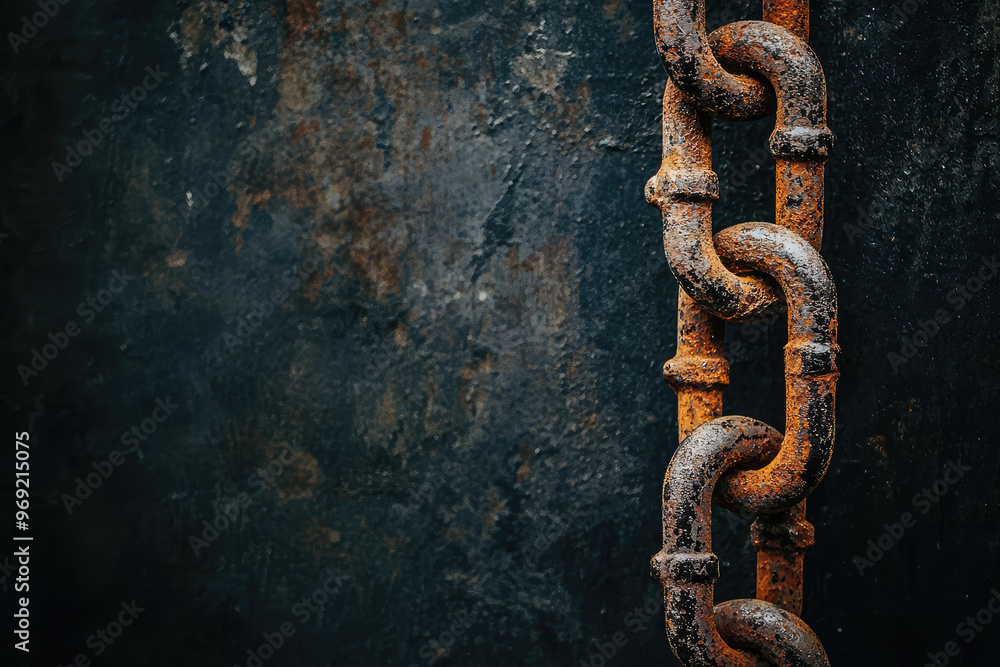A close up of rusted metal chain evokes sense of decay and neglect A close up of rusted metal chain evokes sense of decay and neglect