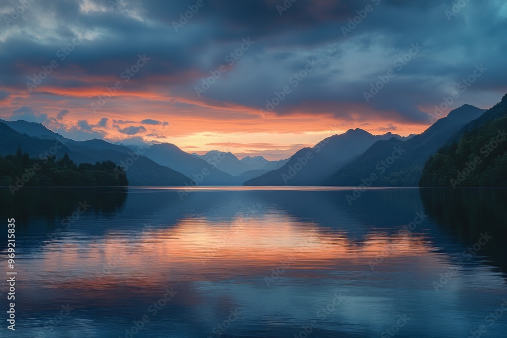 Serene Mountain Lake at Sunset Serene Mountain Lake at Sunset
