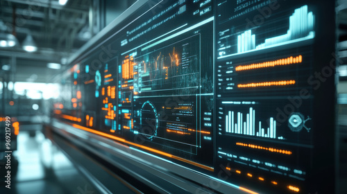 Digital display showing product rejection rates and performance metrics in modern industrial setting. vibrant interface highlights data analytics and operational efficiency