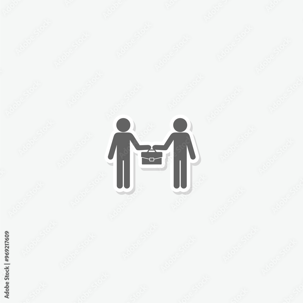 Business man with briefcase icon sticker isolated on gray background Business man with briefcase icon sticker isolated on gray background