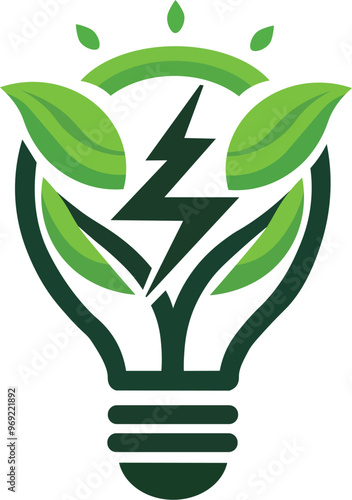 green enery theme bulb and leaves concept photo