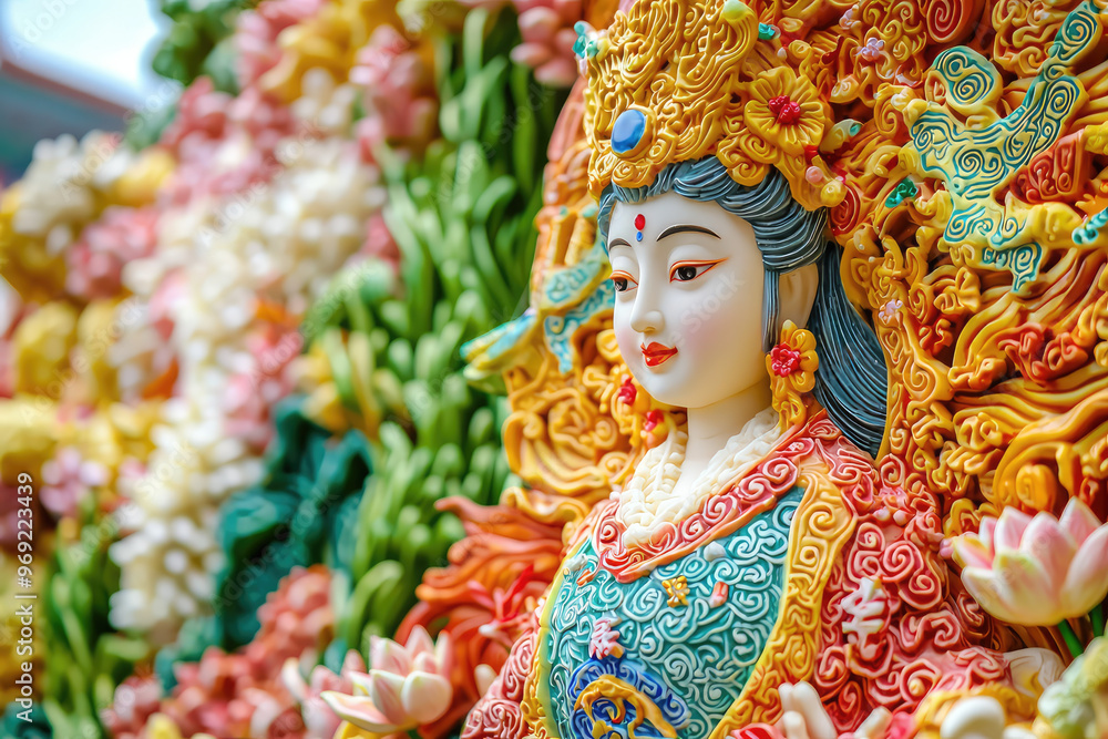 A vibrant depiction of goddess of agriculture, showcasing intricate details and colors A vibrant depiction of goddess of agriculture, showcasing intricate details and colors