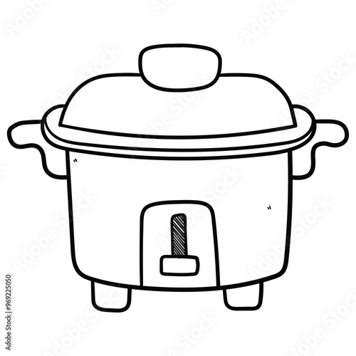 Hand drawn doodle multicooker on white background.